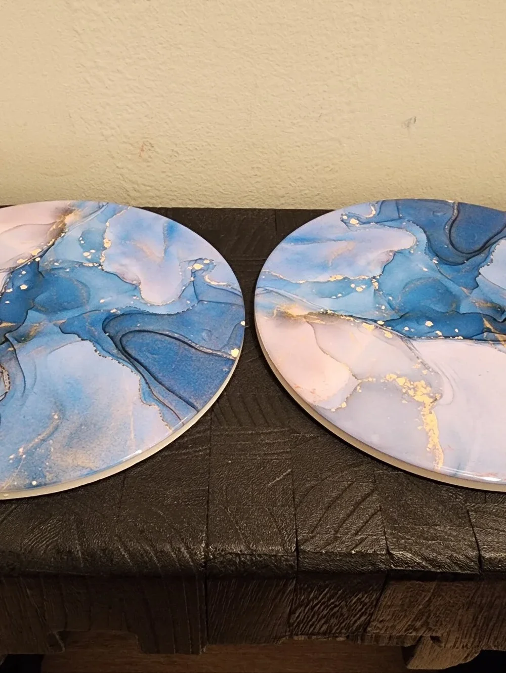 Ceramic Marble-Style Trivets Set of 2 – 7.8” Round Heat Resistant Hot Dish Mats